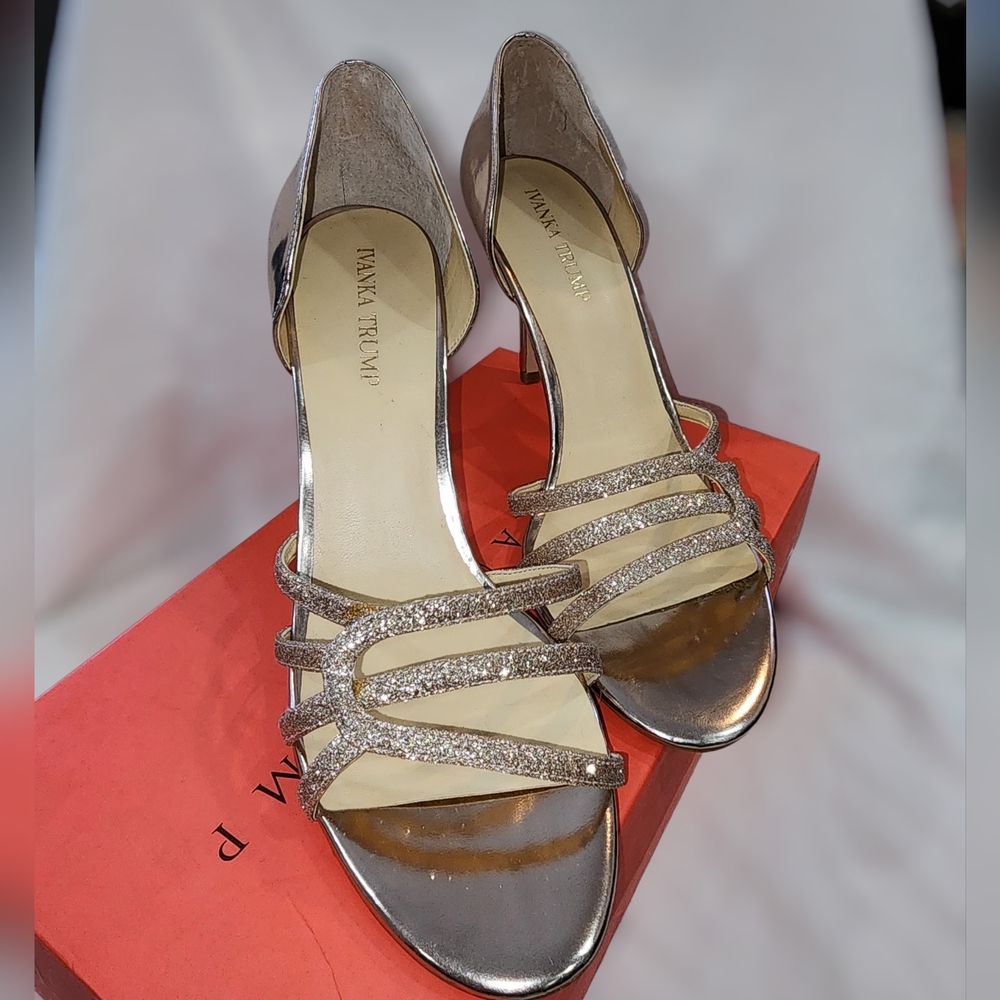 Ivanka Trump Gold and Silver Strappy Heels
